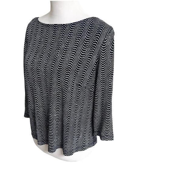 John Robert’s Wavy Design Sparky Party Top Vintage Size 18W Petite Black Silver - Picture 2 of 12